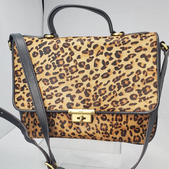 Fossil Memoir Cheetah Leather Crossbody Bag - Picture 1 of 17
